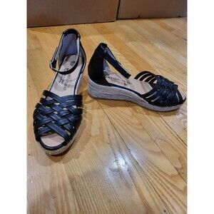 Eric Michael Women Colleen Marilyn Black Espadrilles US 6 EUR 36 Open Toe Sandal